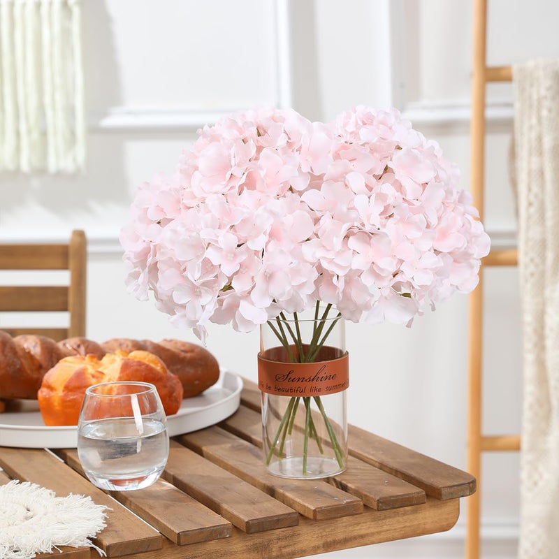 Tifuly Hydrangea Artificial Flowers -12 pcs Realistic Fake Hydrangea Silk Flowers with Stems Faux Hydrangea Flowers Heads for Office Home Party Wedding Centerpiece DIY Floral Decor (Pink) - Image 5